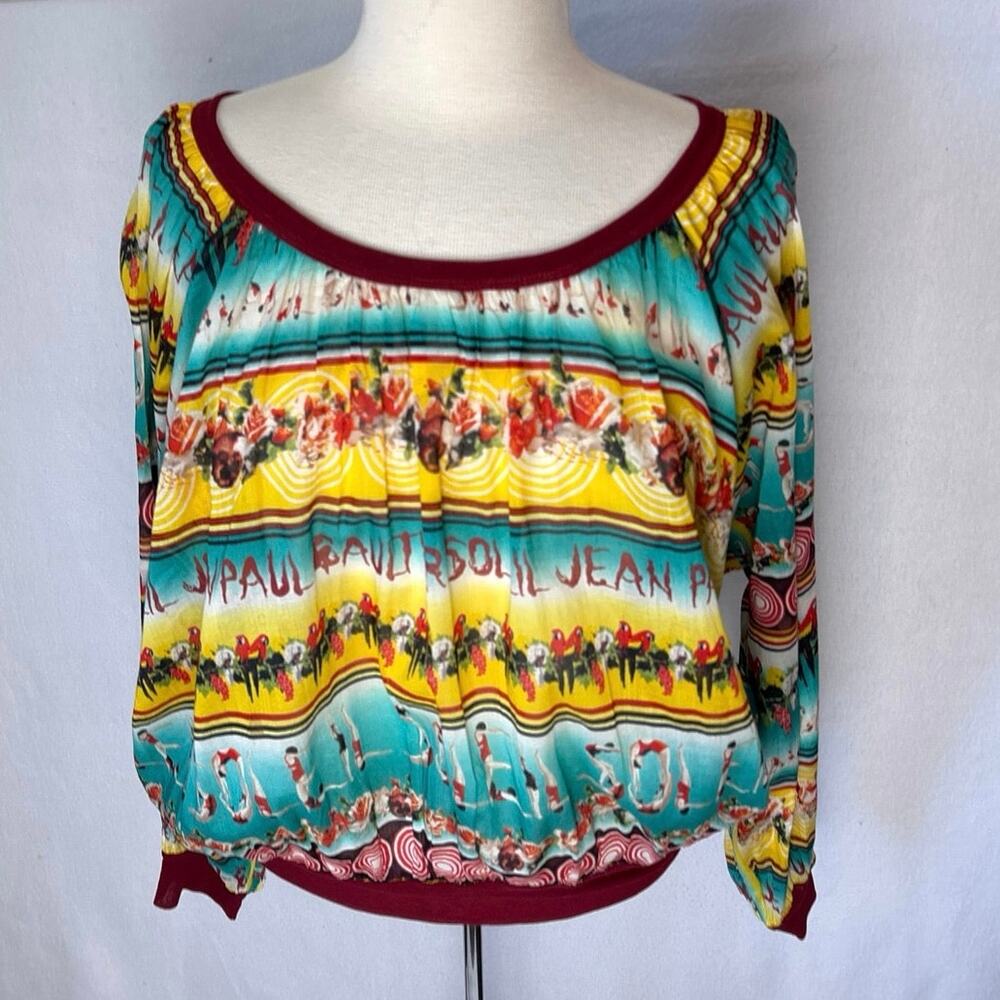 VTG Jean Paul Gaultier Soleil Silk Made in Italy Peasant Style Blouse Size Med.